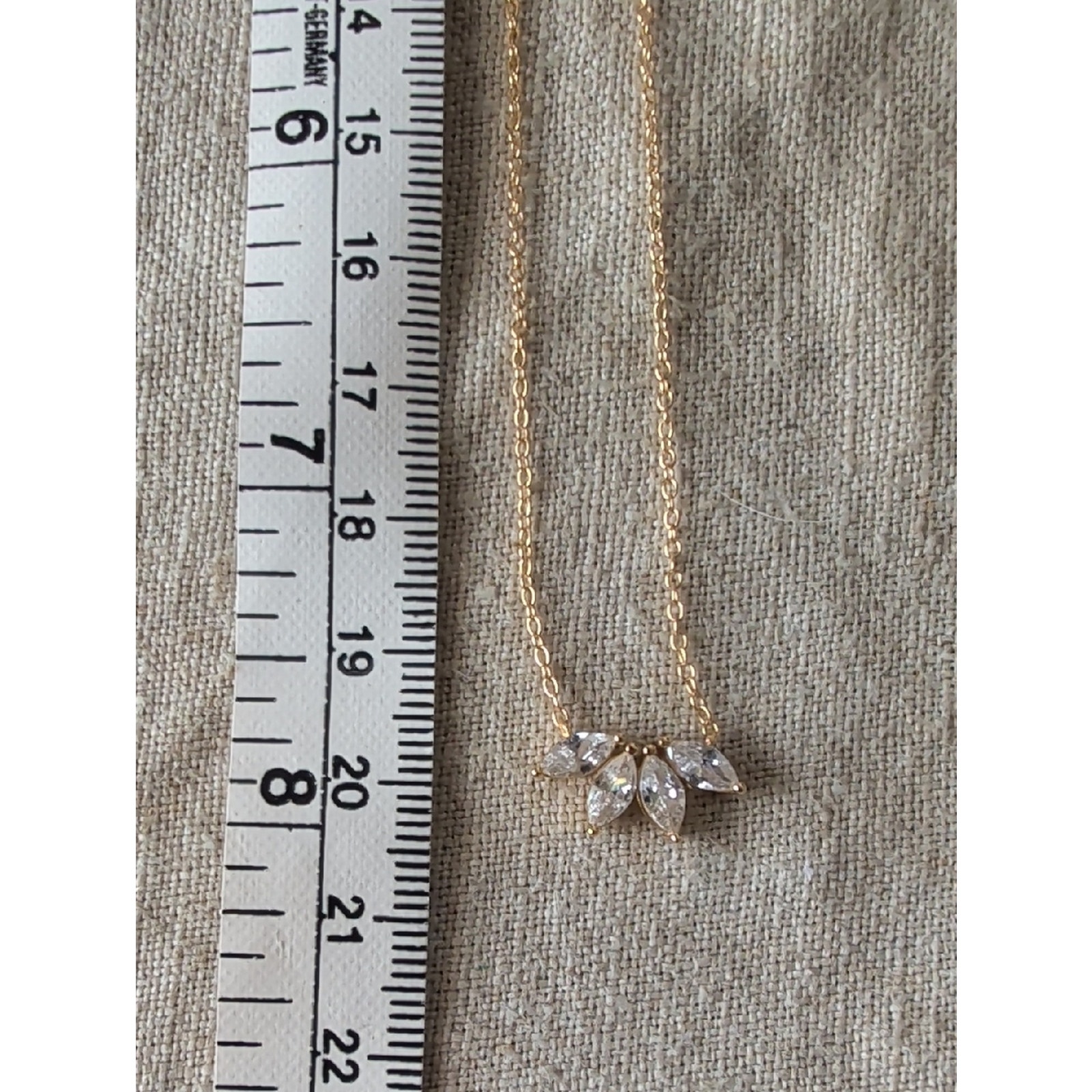 Caitlyn Minimalist 18k Gold Necklace Marquise Cz Diamond Bridal Collection — image 5 of 8